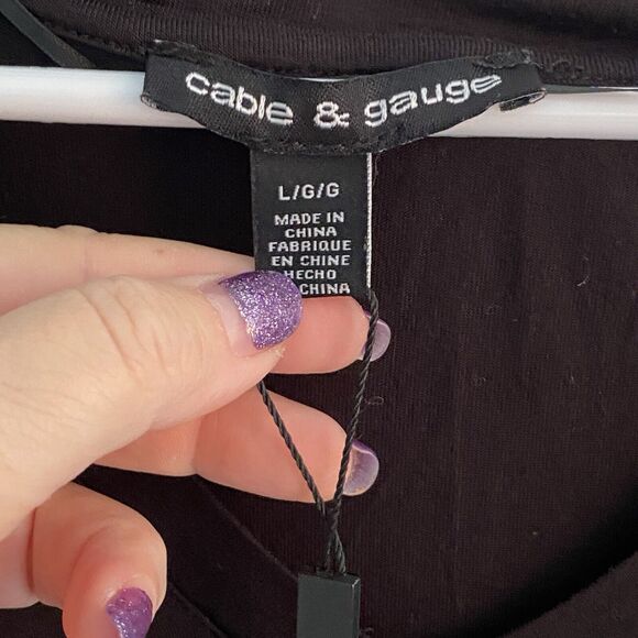 Cable & Gauge Shirt Dress Womens Size Large Sequin Pocket And Sleeves NWT - Picture 3 of 6